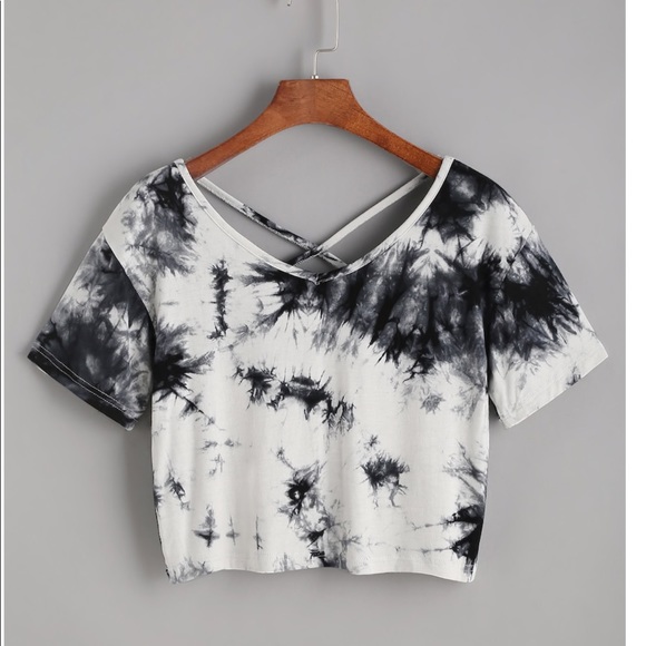 SHEIN Tops - Tie Dye criss cross crop